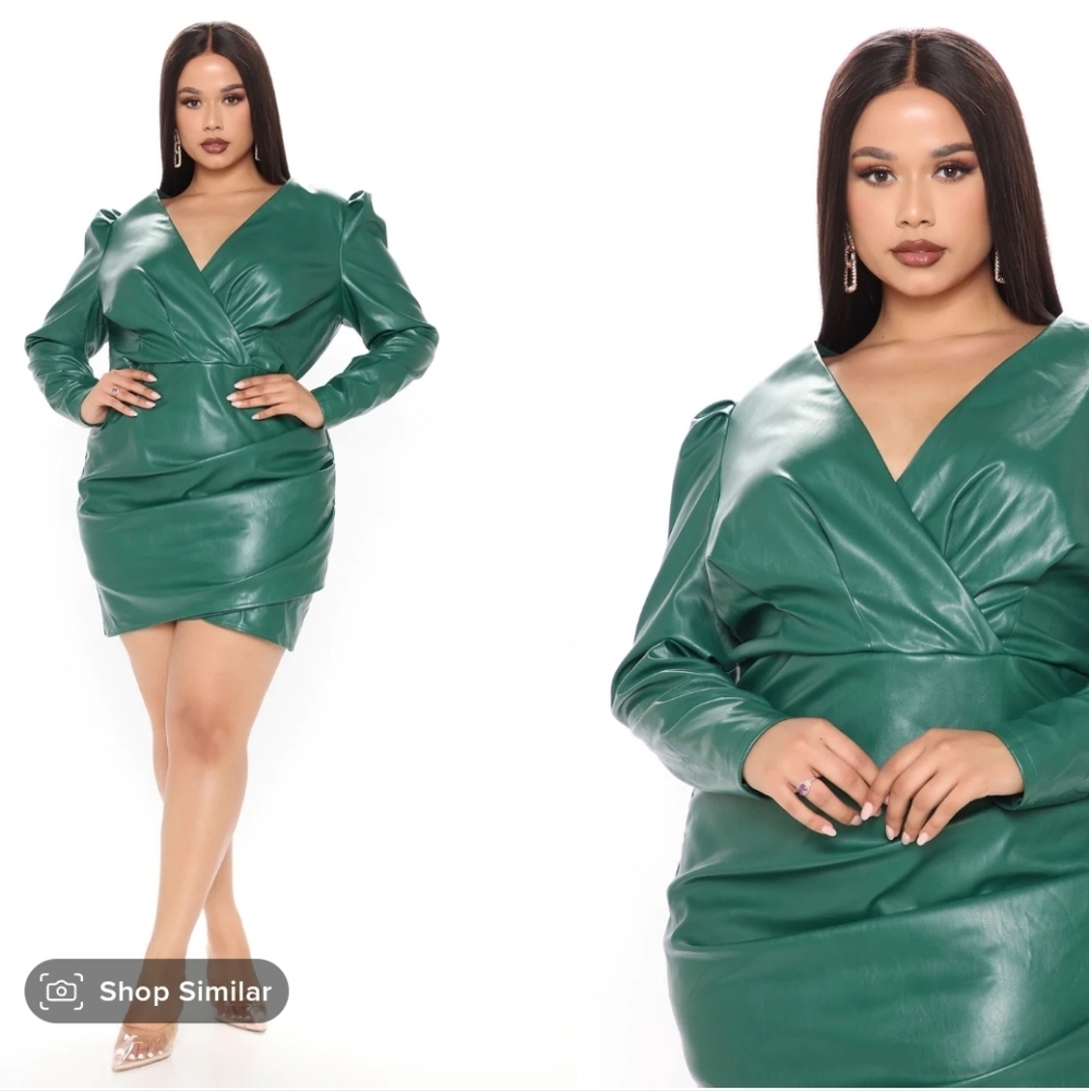 Hunter Green faux leather dress
